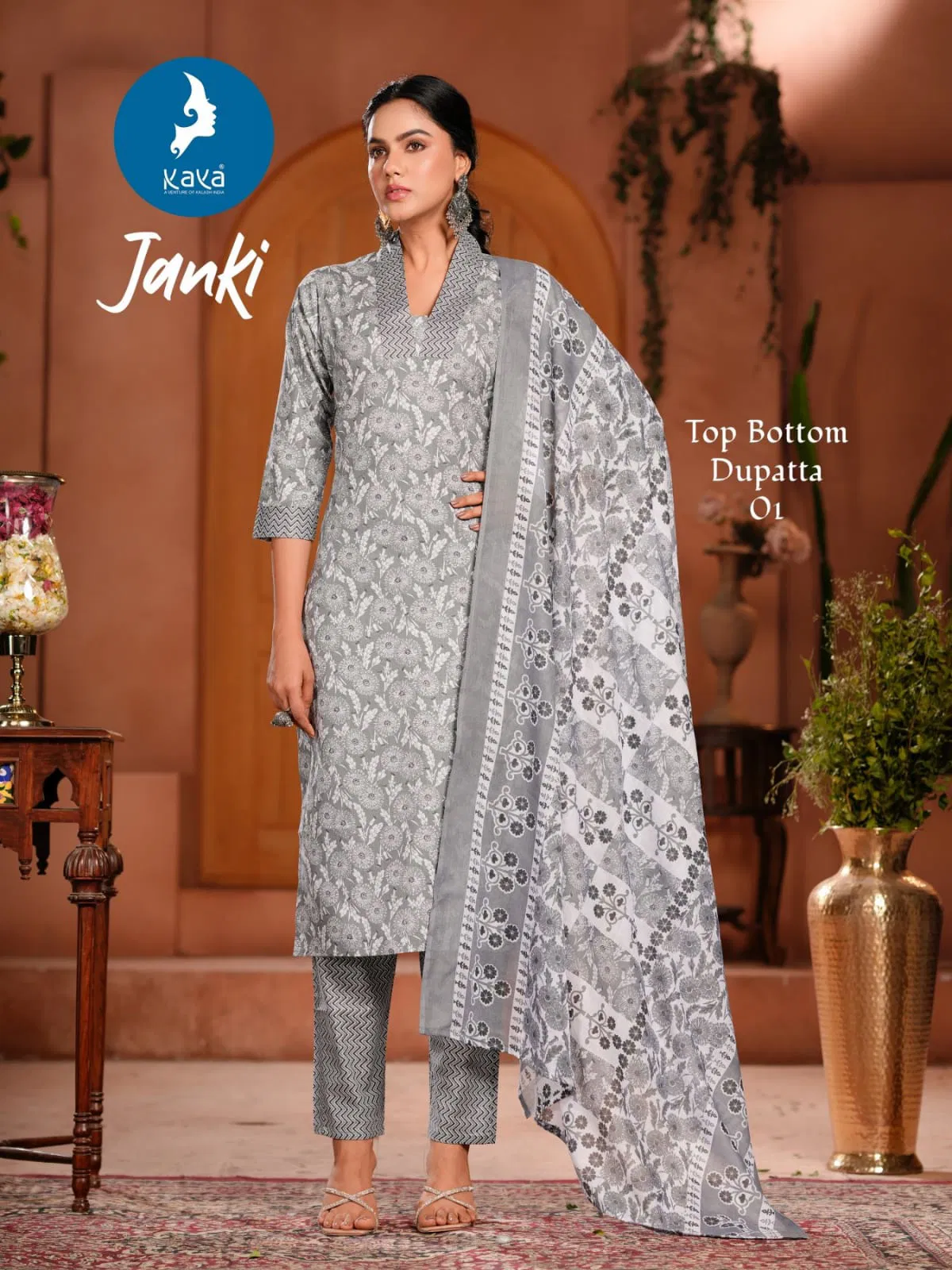 Janki By Kaya Cotton Printed Kurti With Bottom Dupatta Wholesalers In Delhi